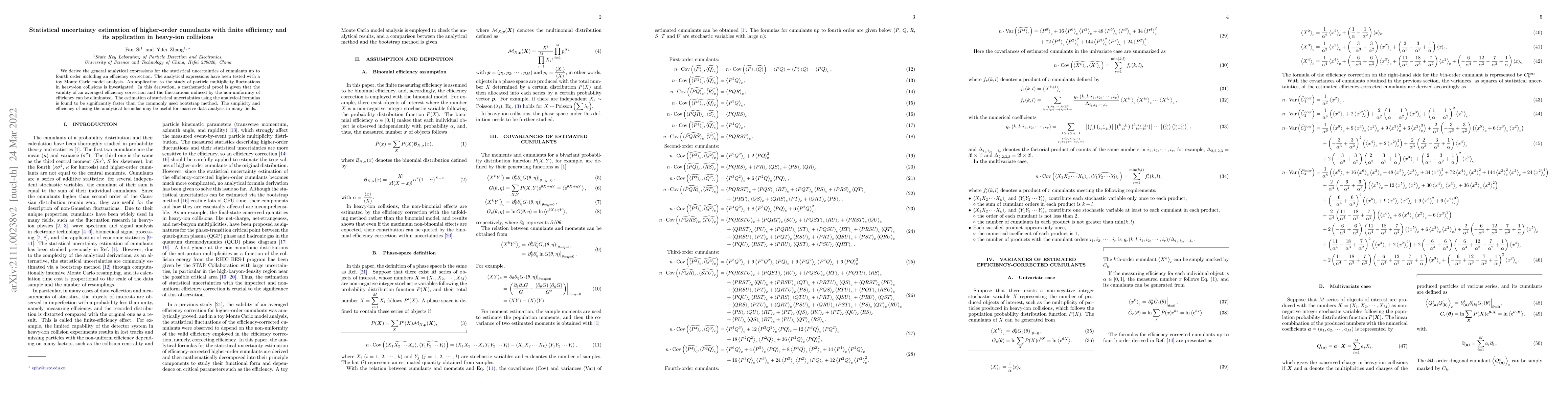 Thumbnail for Statistical uncertainty estimation of higher-order cumulants with finite
  efficiency and its application in heavy-ion collisions