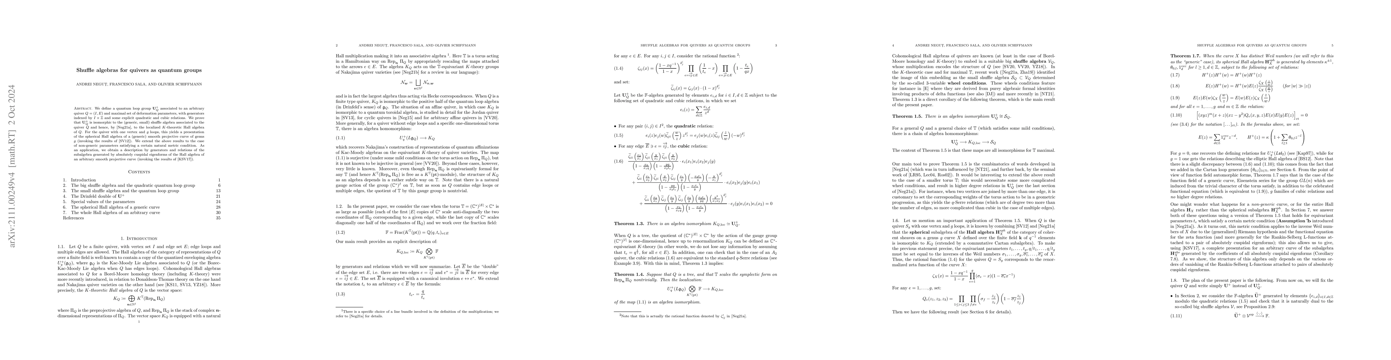 Thumbnail for Shuffle algebras for quivers as quantum groups