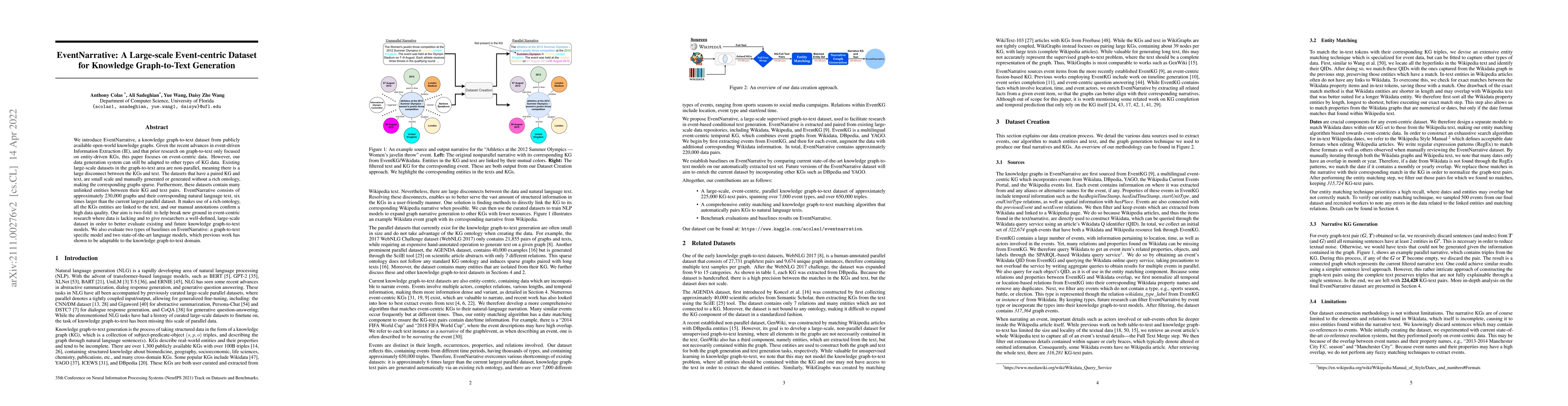 Thumbnail for EventNarrative: A large-scale Event-centric Dataset for Knowledge
  Graph-to-Text Generation
