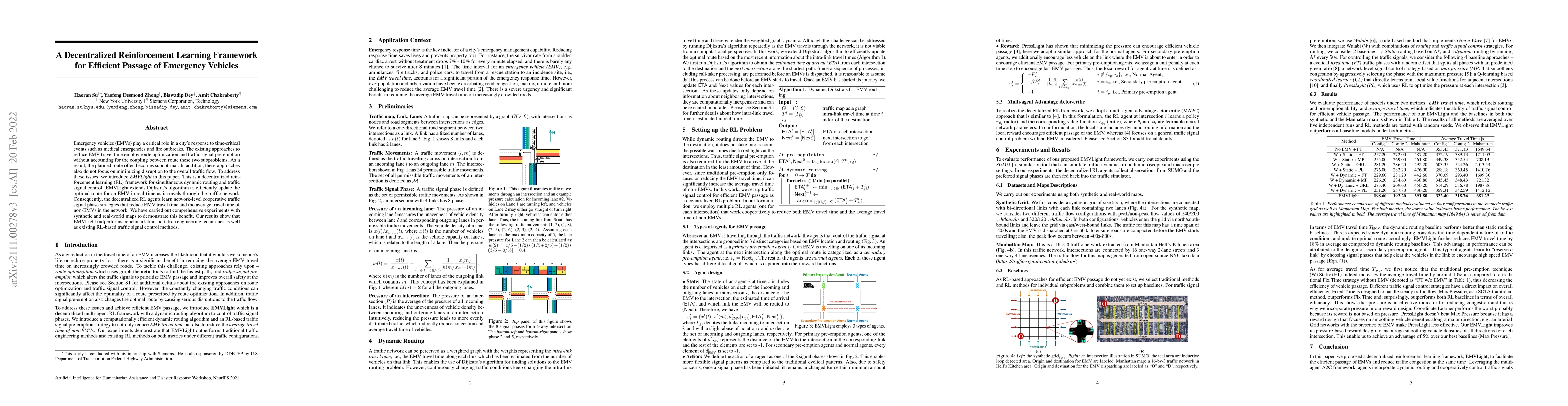 Thumbnail for A Decentralized Reinforcement Learning Framework for Efficient Passage
  of Emergency Vehicles