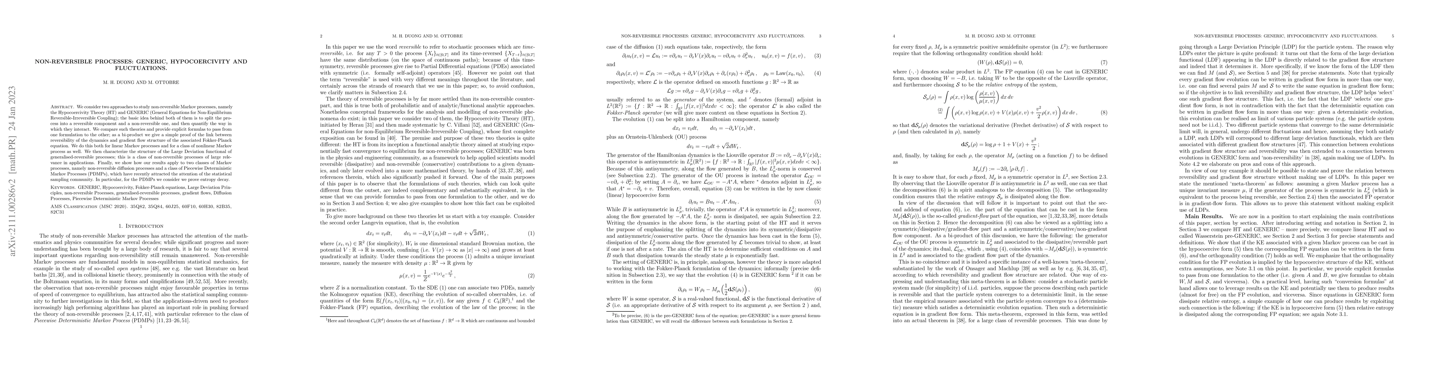 Thumbnail for Non-reversible processes: GENERIC, Hypocoercivity and fluctuations