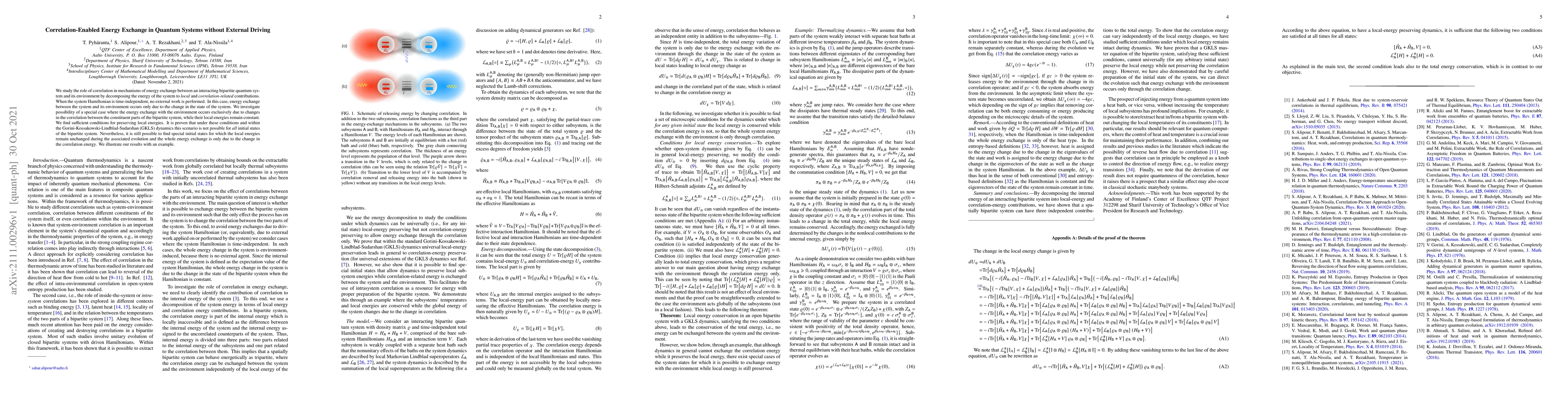 Thumbnail for Correlation-Enabled Energy Exchange in Quantum Systems without External
  Driving