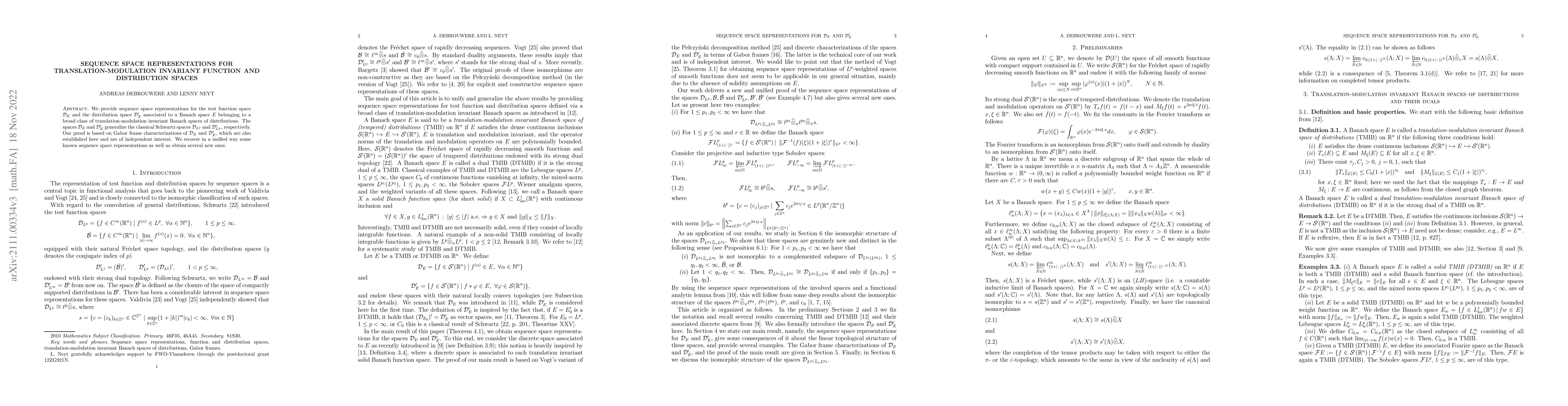 Thumbnail for Sequence space representations for translation-modulation invariant
  function and distribution spaces