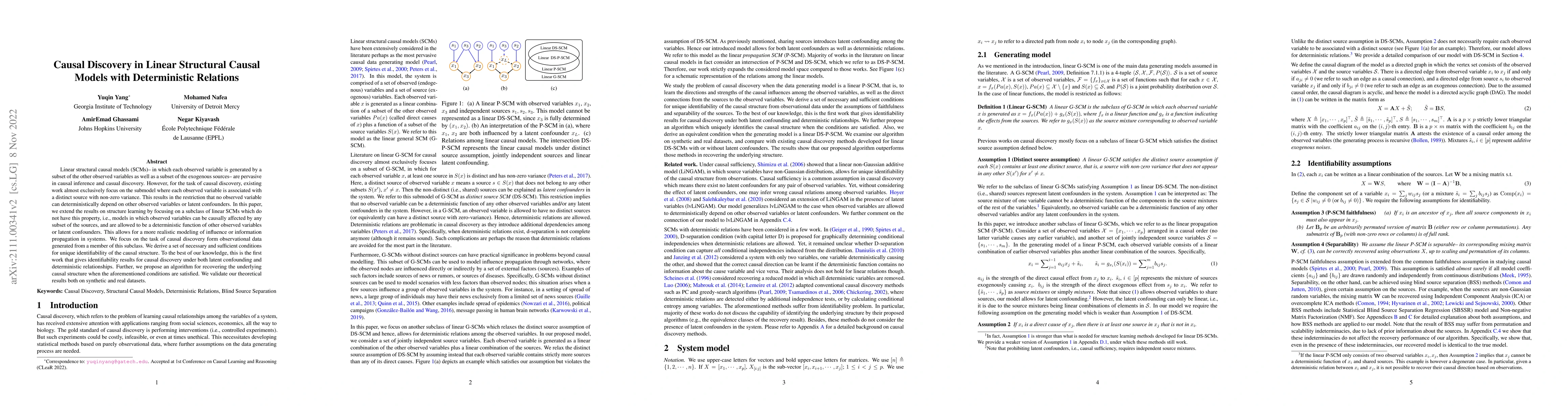 Thumbnail for Causal Discovery in Linear Structural Causal Models with Deterministic
  Relations
