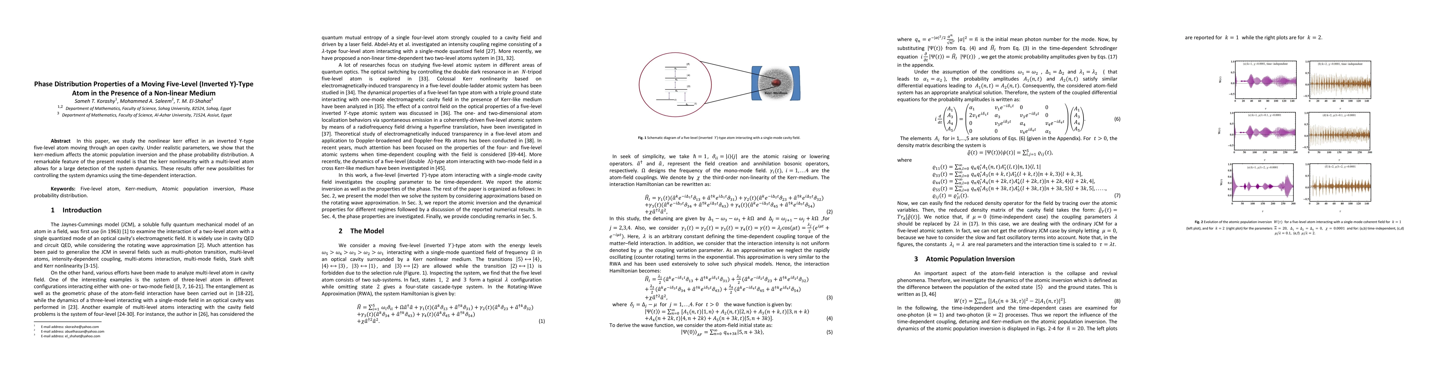 Thumbnail for Phase Distribution Properties of a Moving Five-Level (Inverted Y)-Type
  Atom in the Presence of a Non-linear Medium