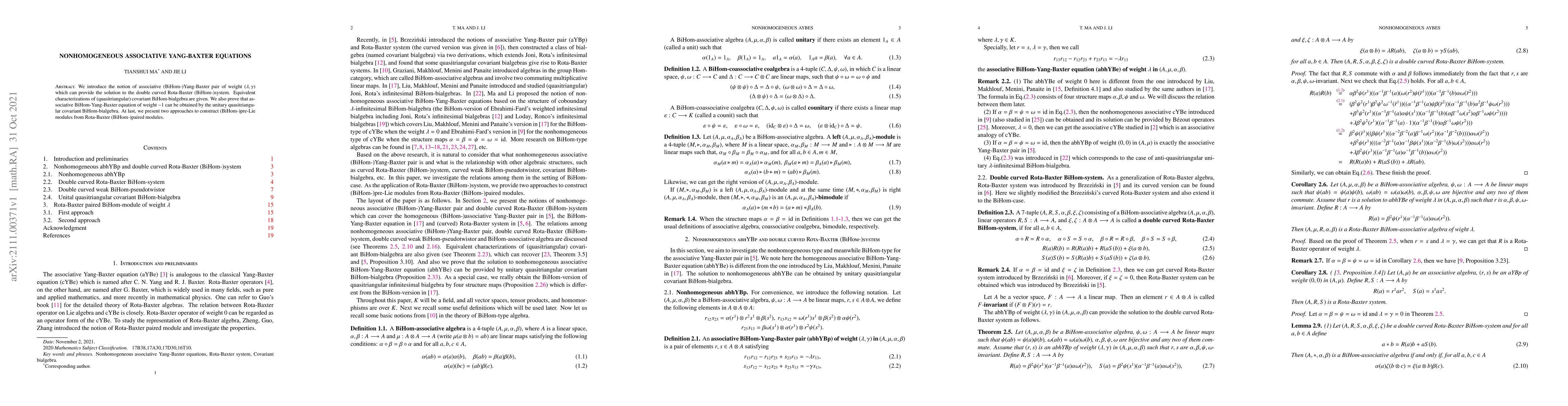 Thumbnail for Nonhomogeneous associative Yang-Baxter equations