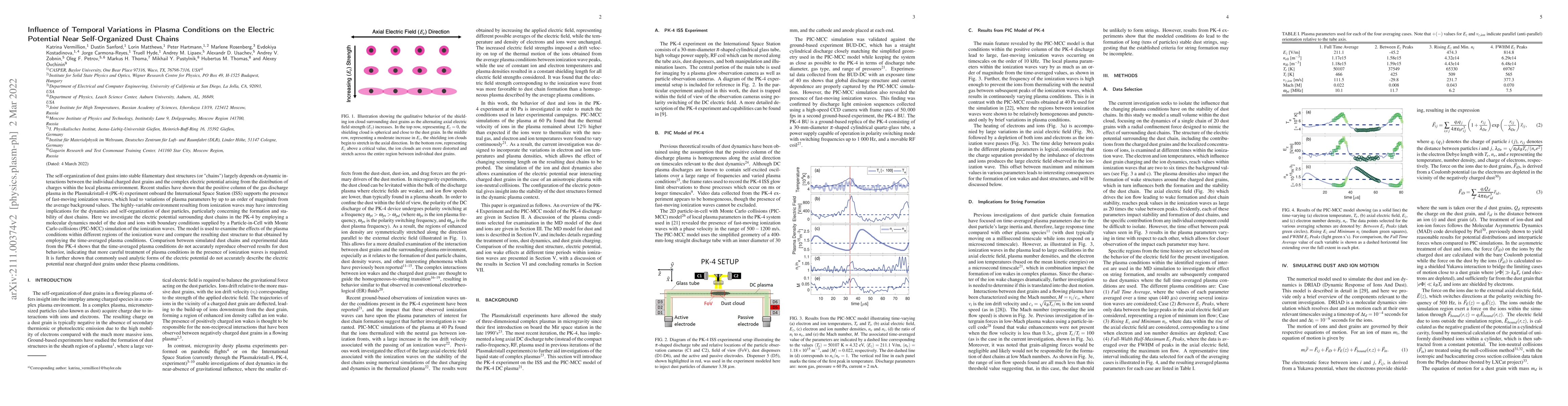 Thumbnail for Influence of Temporal Variations in Plasma Conditions on the Electric
  Potential Near Self-Organized Dust Chains