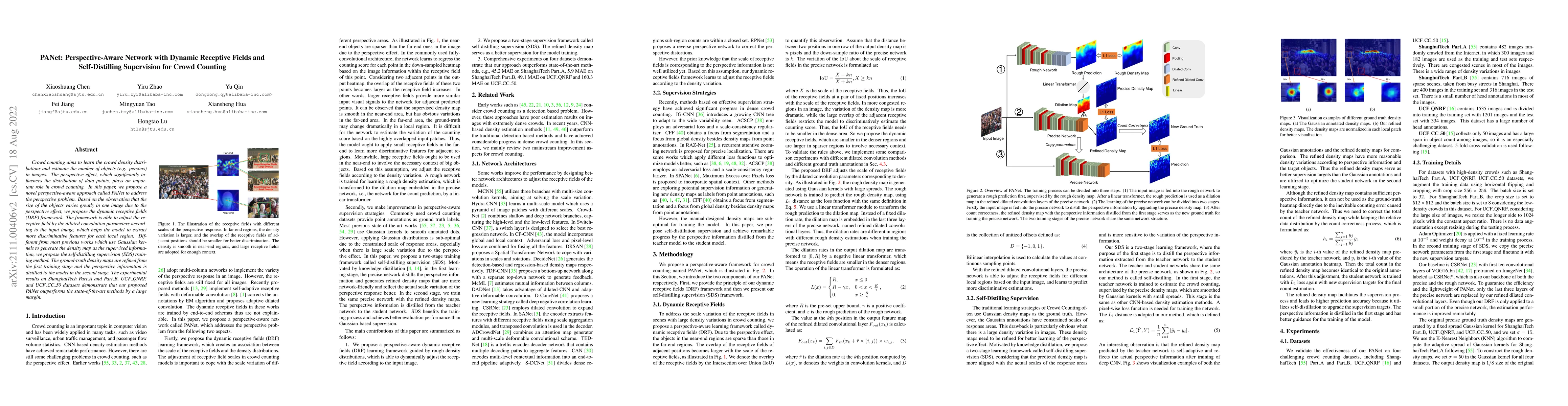 Thumbnail for PANet: Perspective-Aware Network with Dynamic Receptive Fields and
  Self-Distilling Supervision for Crowd Counting