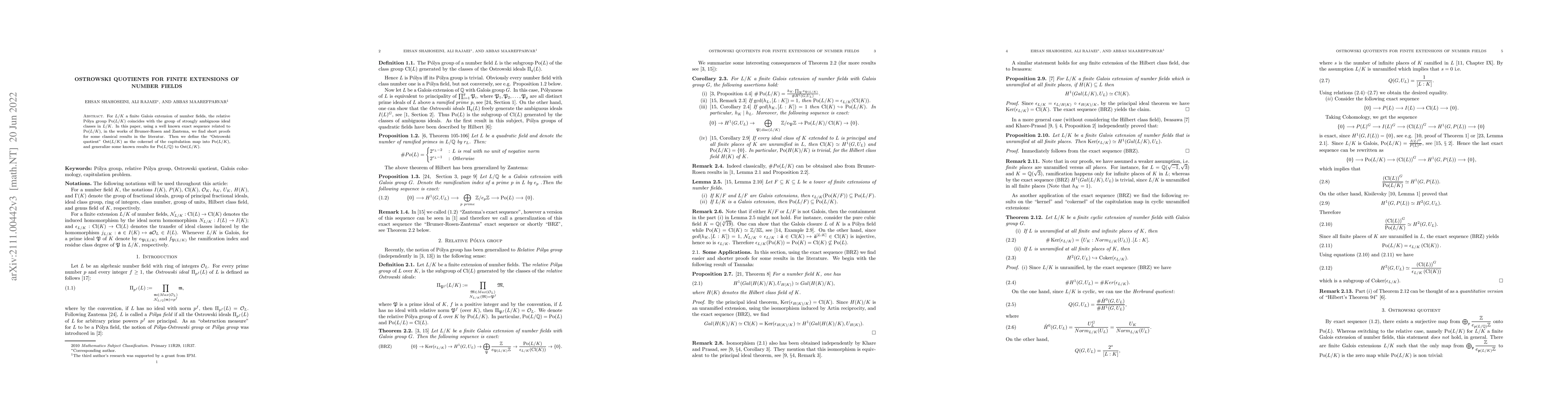 Thumbnail for Ostrowski quotients for finite extensions of number fields