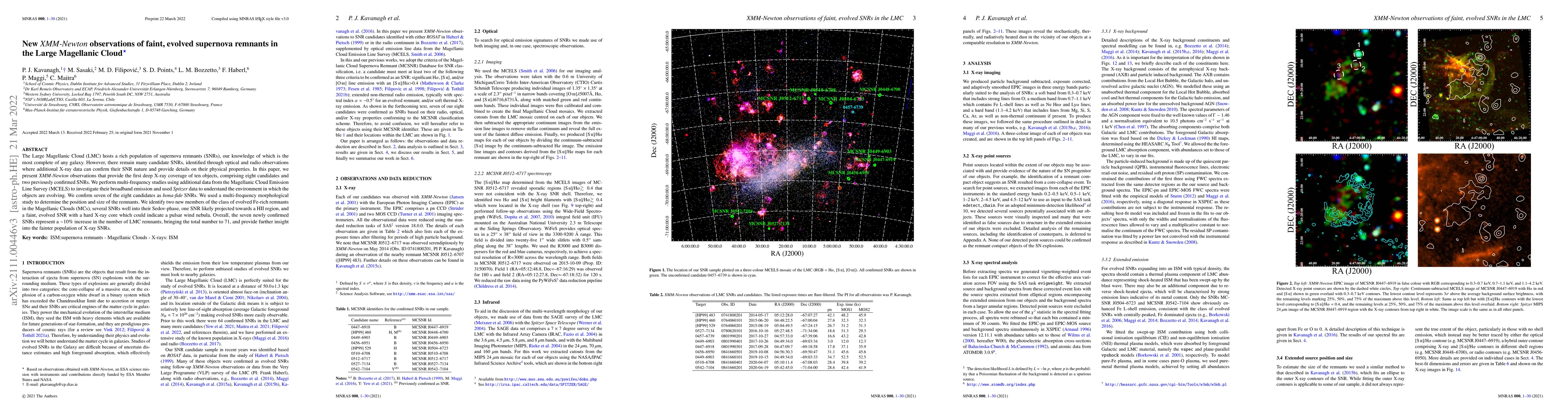 Thumbnail for New XMM-Newton observations of faint, evolved supernova remnants in the
  Large Magellanic Cloud