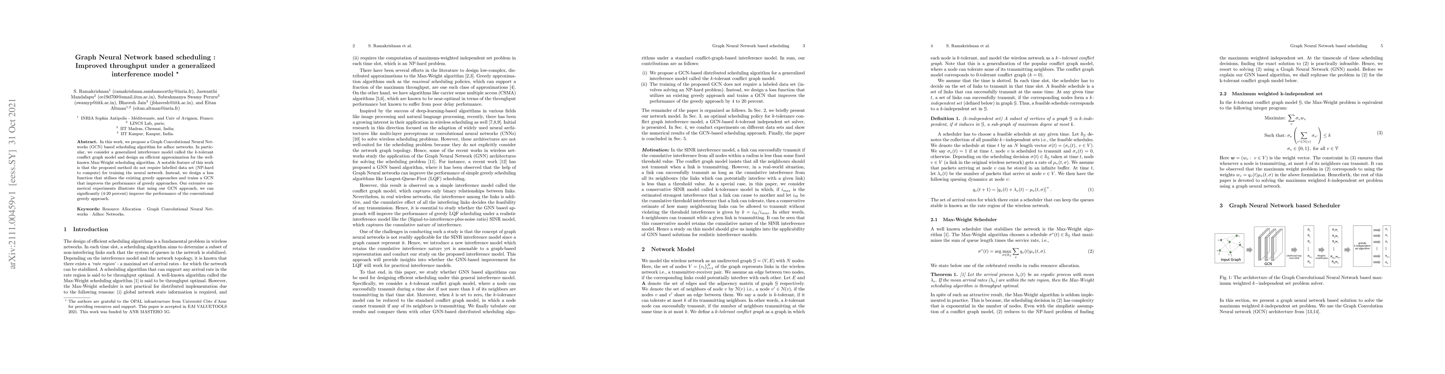 Thumbnail for Graph Neural Network based scheduling : Improved throughput under a
  generalized interference model