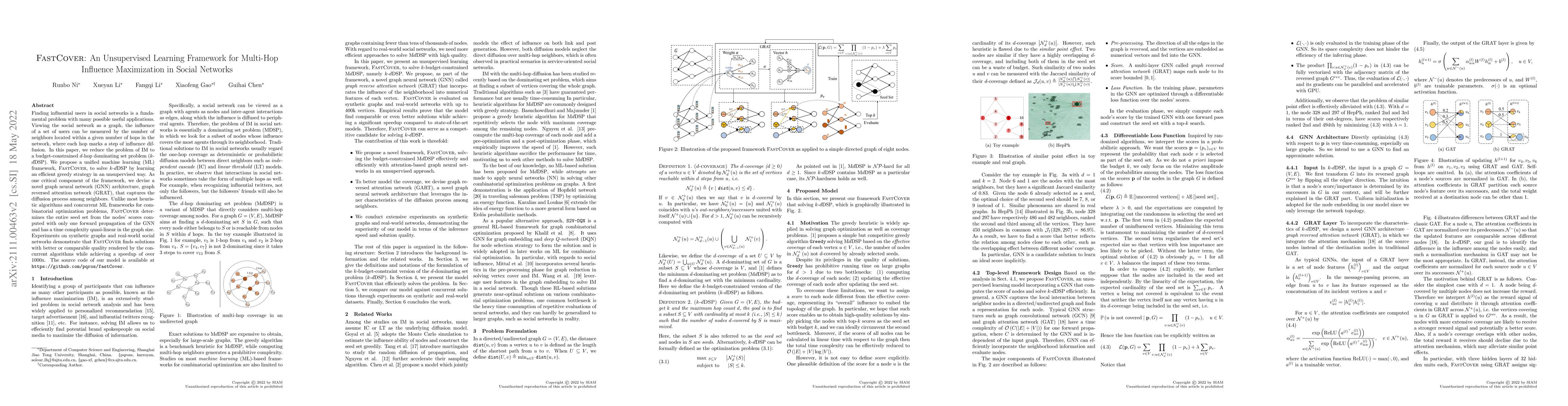 Thumbnail for FastCover: An Unsupervised Learning Framework for Multi-Hop Influence
  Maximization in Social Networks