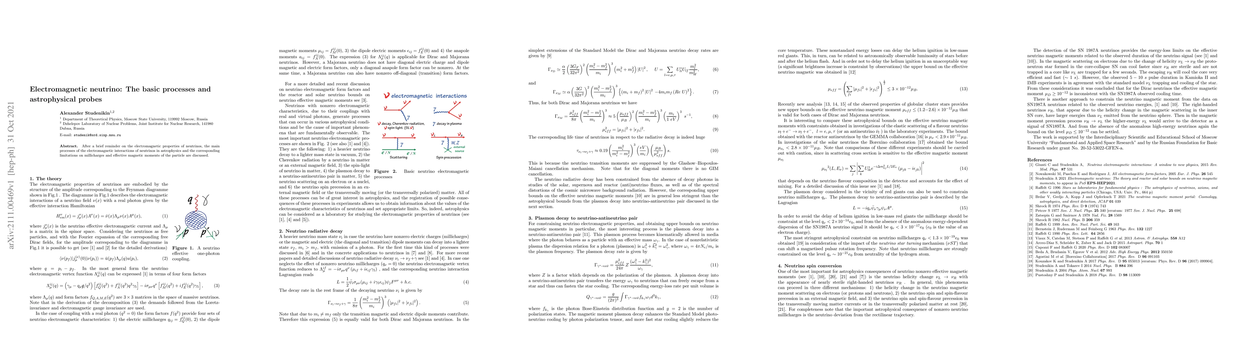 Thumbnail for Electromagnetic neutrino: The basic processes and astrophysical probes
