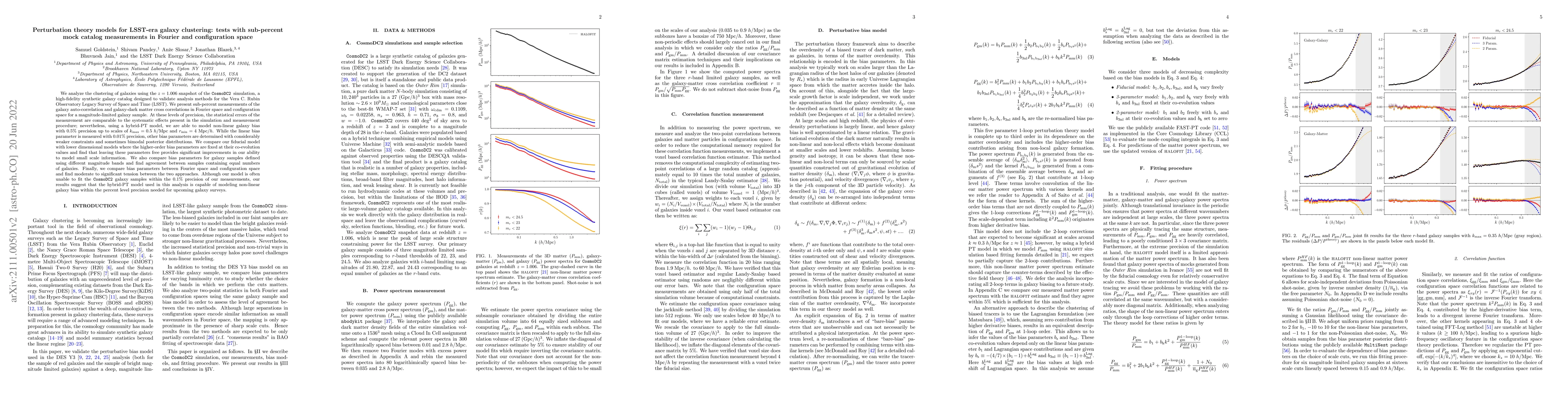 Thumbnail for Perturbation theory models for LSST-era galaxy clustering: tests with
  sub-percent mock catalog measurements in Fourier and configuration space
