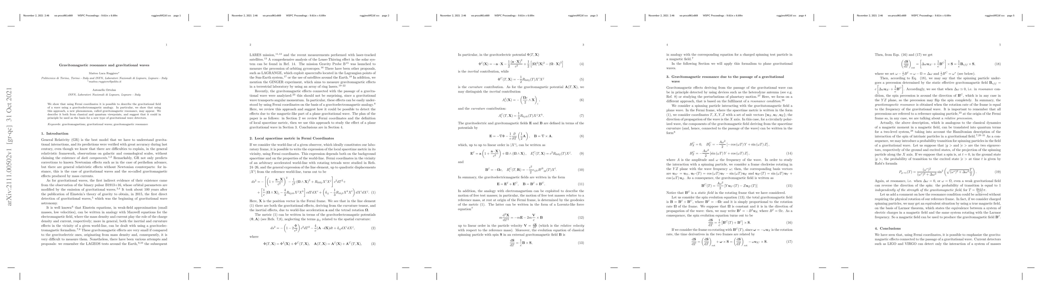 Thumbnail for Gravitomagnetic resonance and gravitational waves