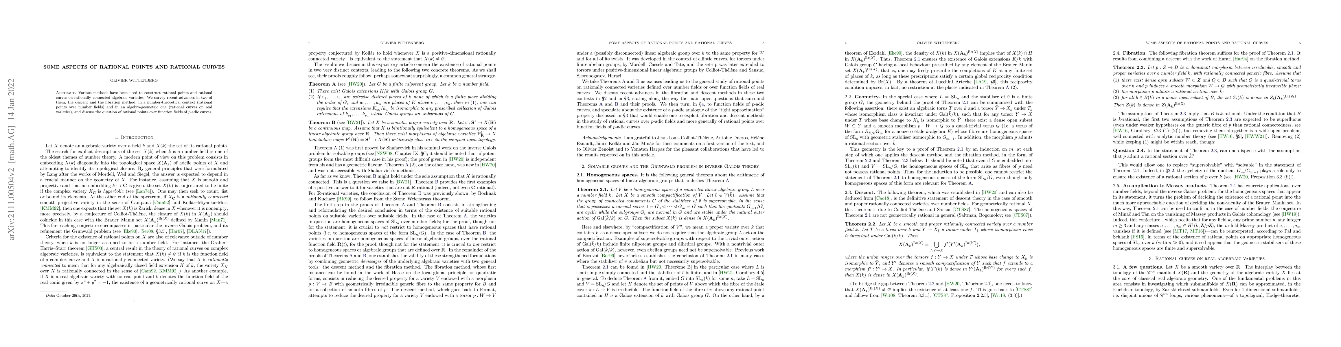 Thumbnail for Some aspects of rational points and rational curves