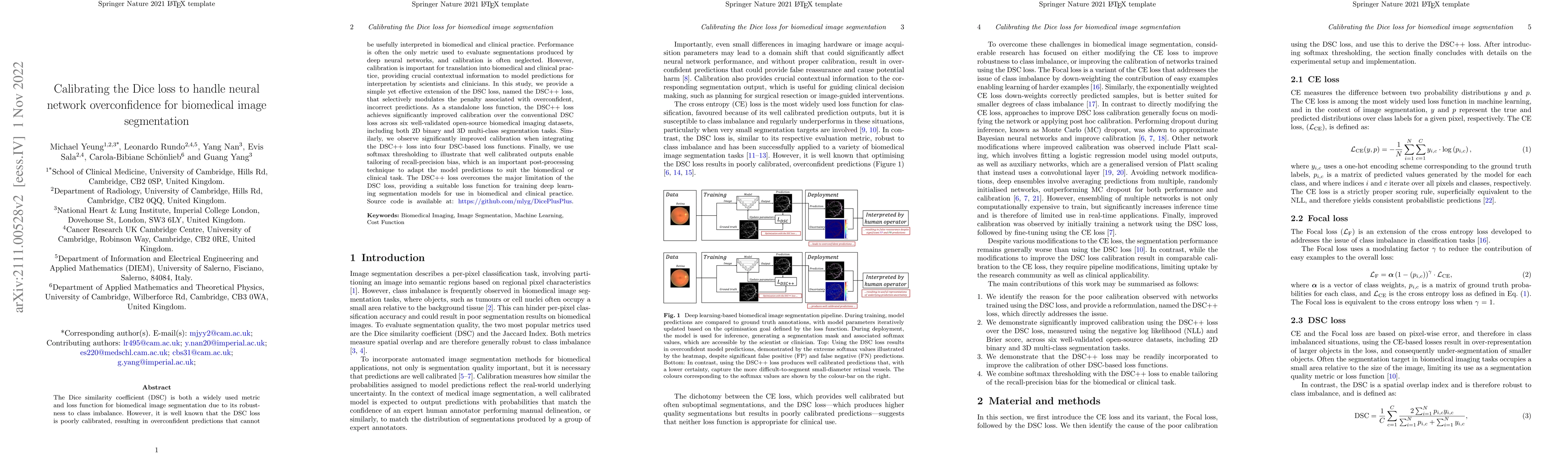 Thumbnail for Calibrating the Dice loss to handle neural network overconfidence for
  biomedical image segmentation