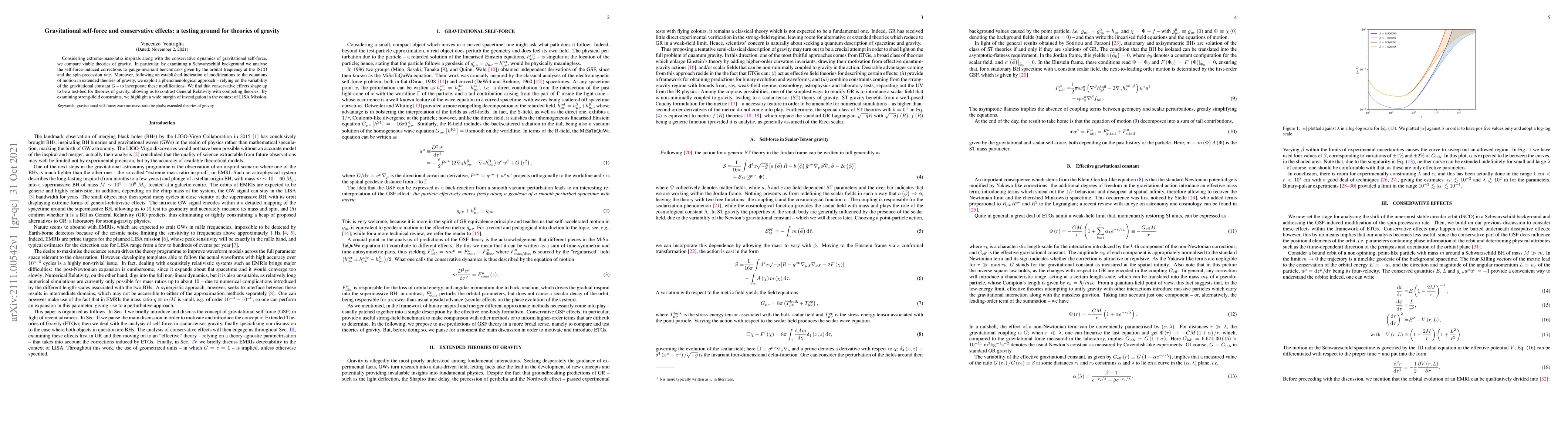 Thumbnail for Gravitational self-force and conservative effects: a testing ground for
  theories of gravity