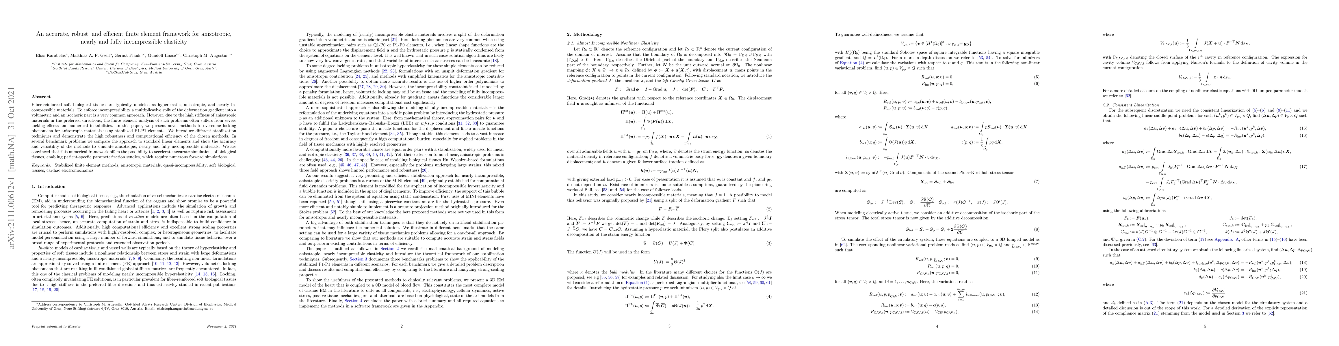 Thumbnail for An accurate, robust, and efficient finite element framework for
  anisotropic, nearly and fully incompressible elasticity