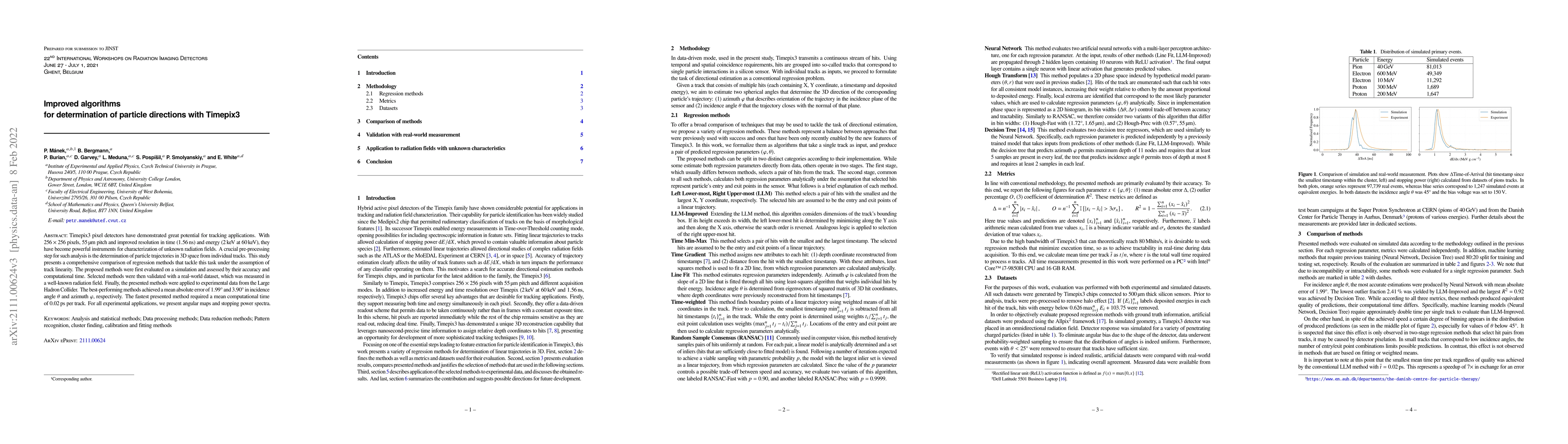 Thumbnail for Improved algorithms for determination of particle directions with
  Timepix3