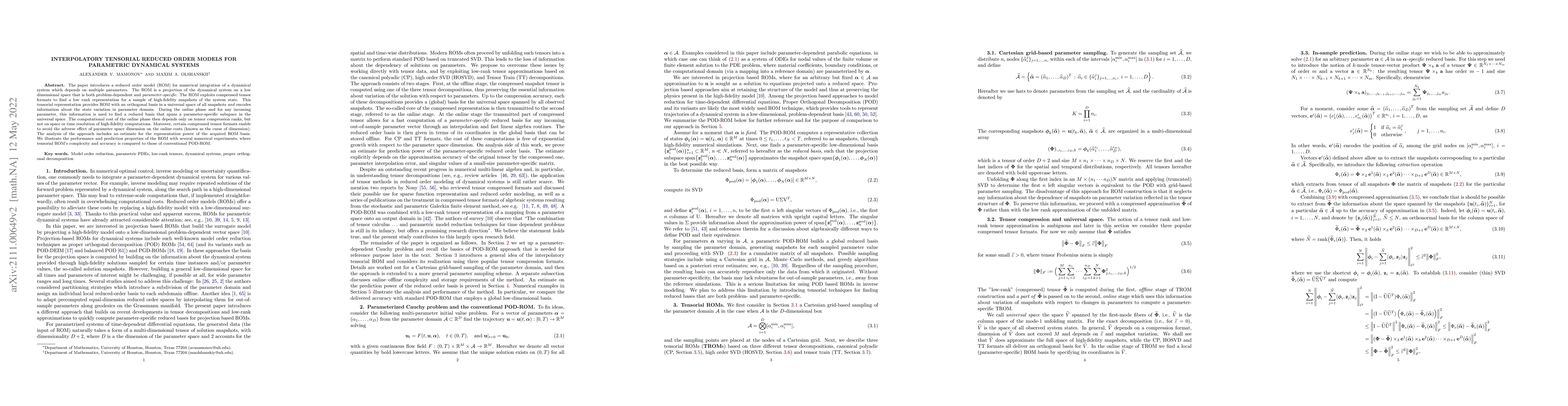Thumbnail for Interpolatory tensorial reduced order models for parametric dynamical
  systems