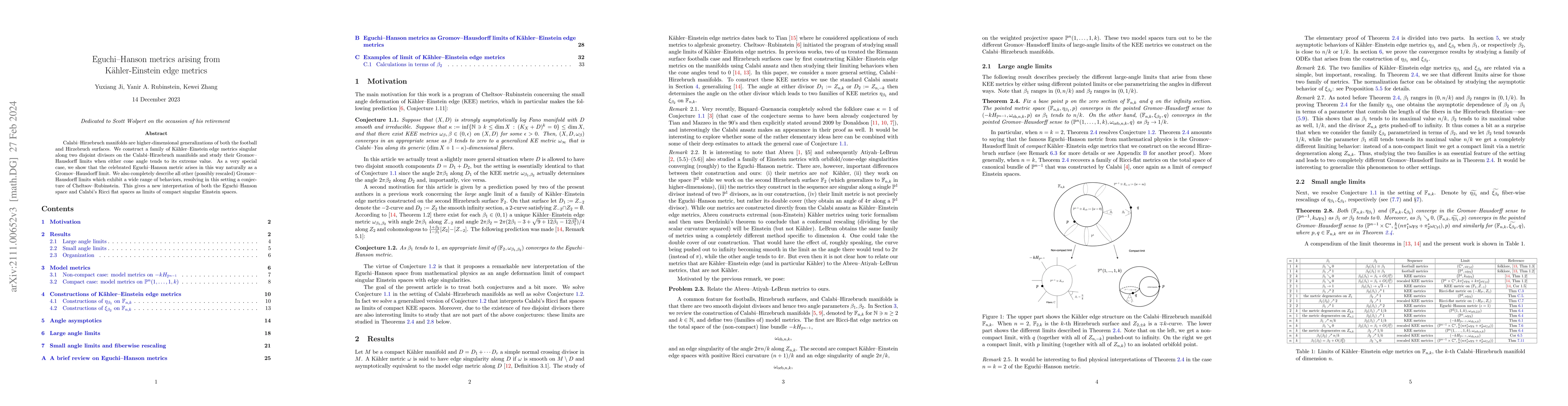 Thumbnail for Eguchi--Hanson metrics arising from Kahler--Einstein edge metrics