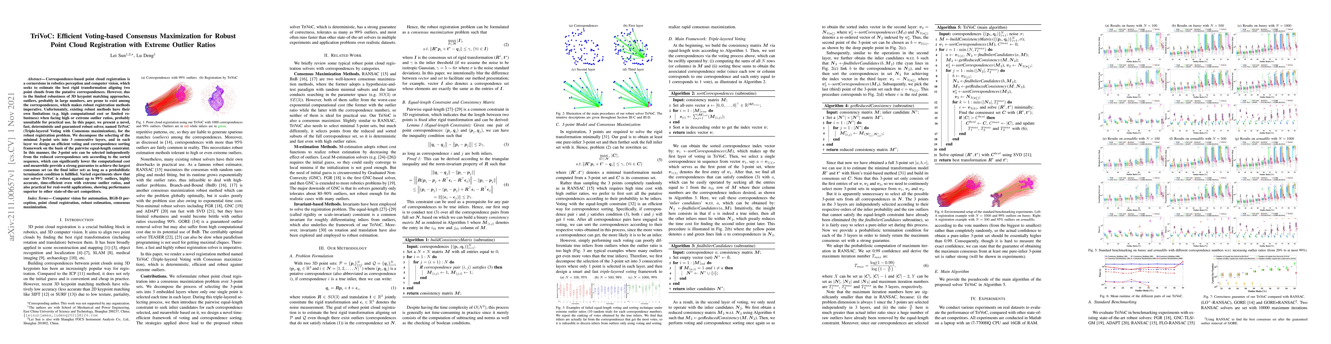 Thumbnail for TriVoC: Efficient Voting-based Consensus Maximization for Robust Point
  Cloud Registration with Extreme Outlier Ratios