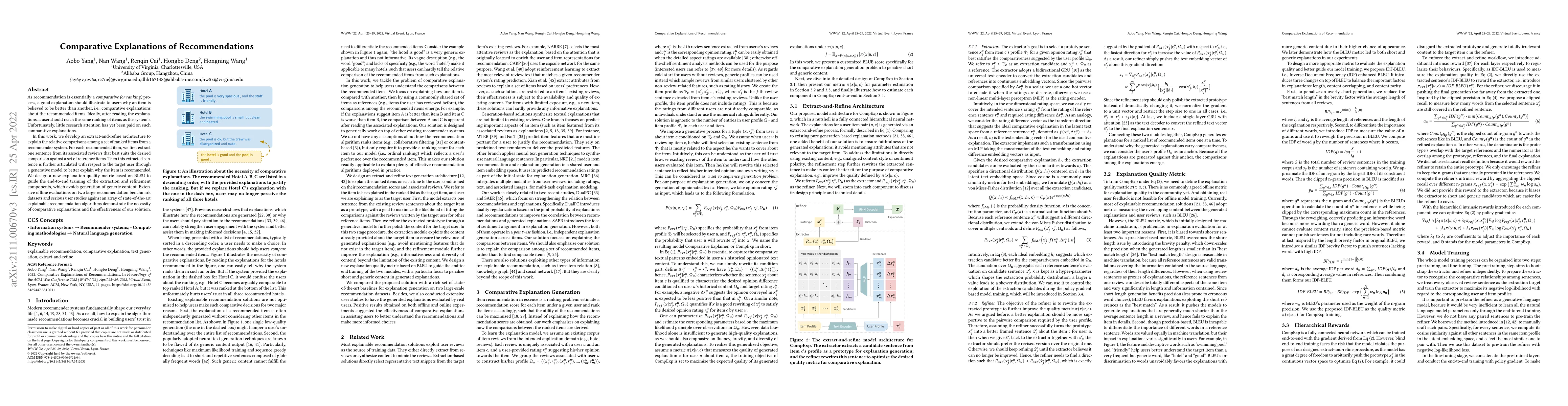 Thumbnail for Comparative Explanations of Recommendations