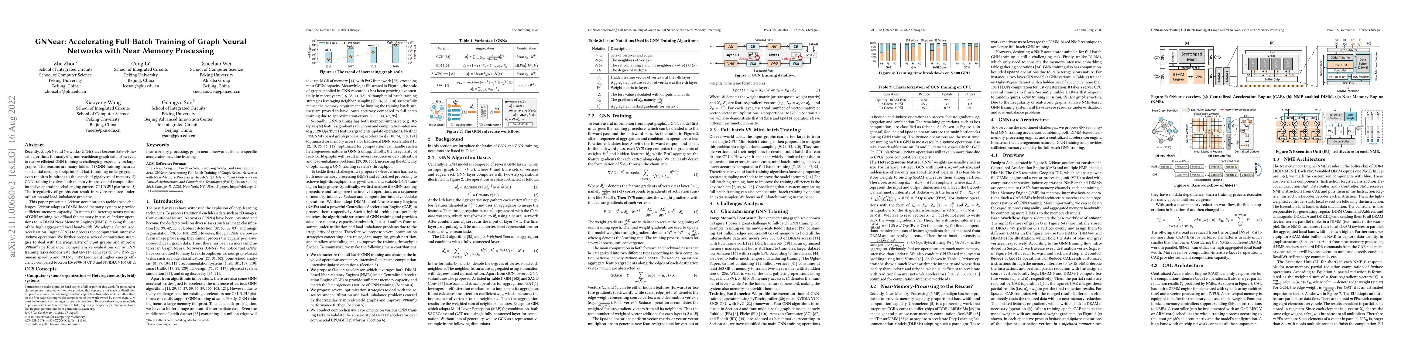 Thumbnail for GNNear: Accelerating Full-Batch Training of Graph Neural Networks with
  Near-Memory Processing