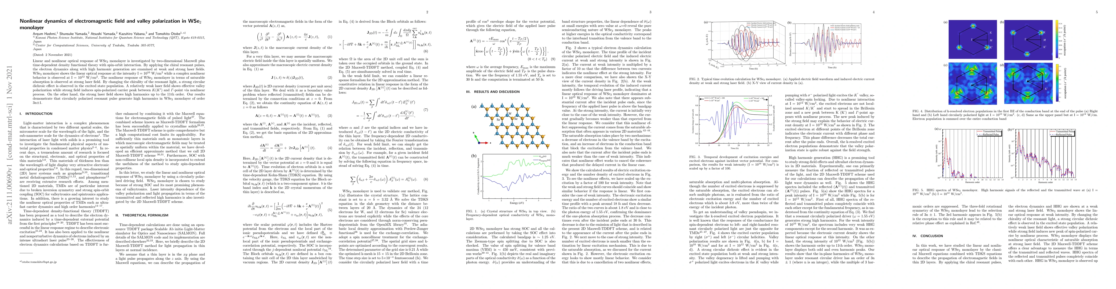 Thumbnail for Nonlinear dynamics of electromagnetic field and valley polarization in
  WSe$_{2}$ monolayer