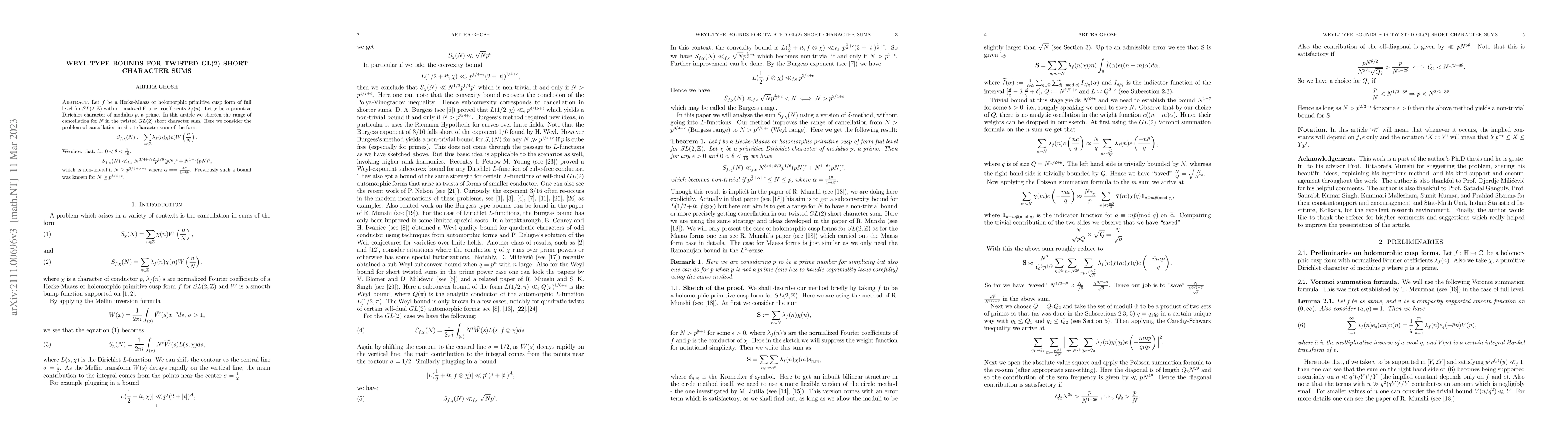Thumbnail for Weyl-type bounds for twisted $GL(2)$ short character sums
