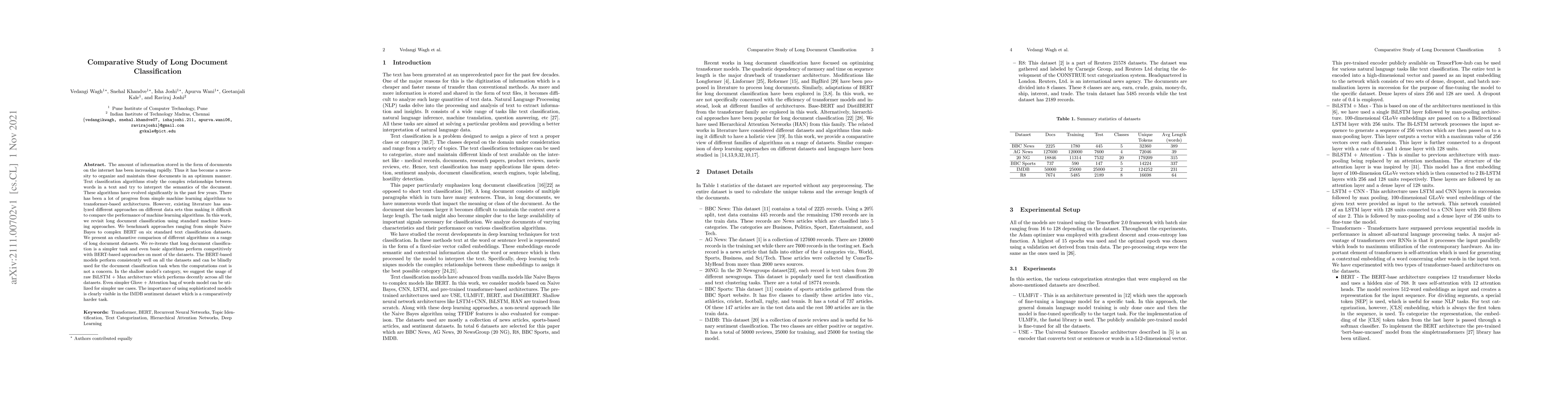 Thumbnail for Comparative Study of Long Document Classification
