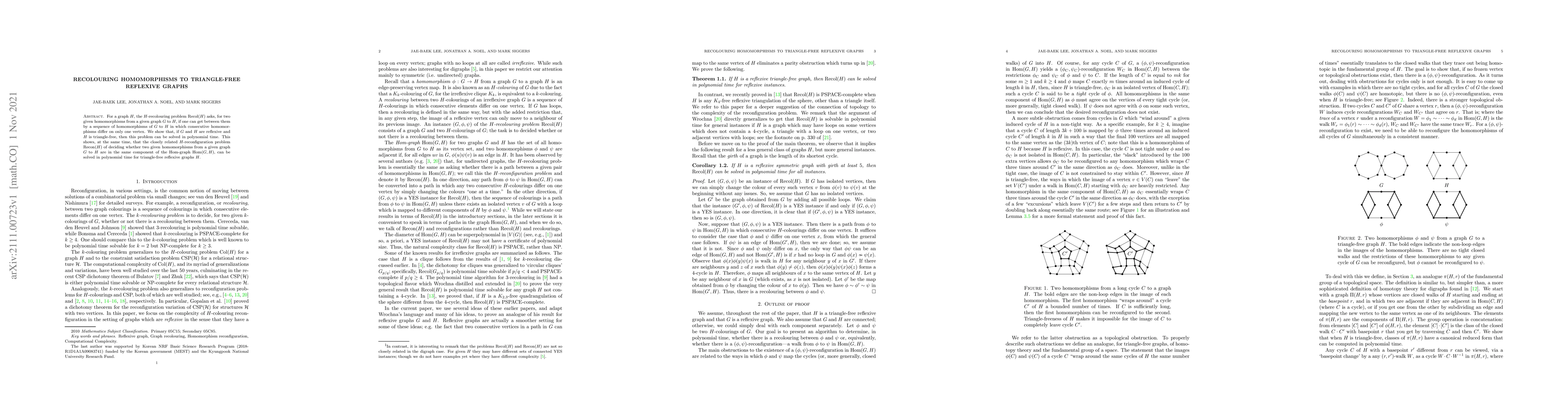 Thumbnail for Recolouring Homomorphisms to triangle-free reflexive graphs