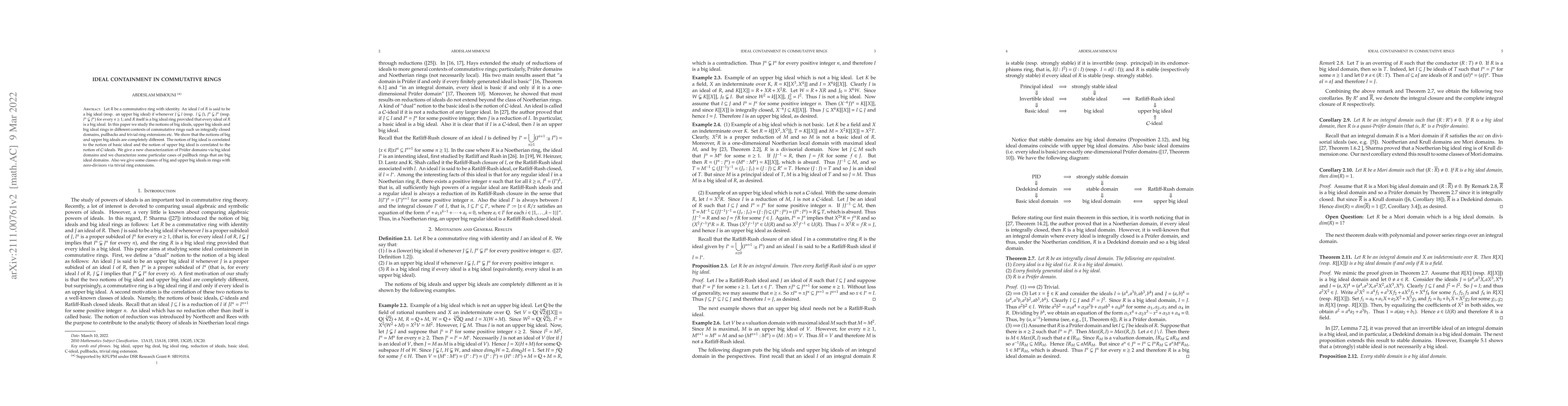 Thumbnail for Ideal Containment in Commutative Rings