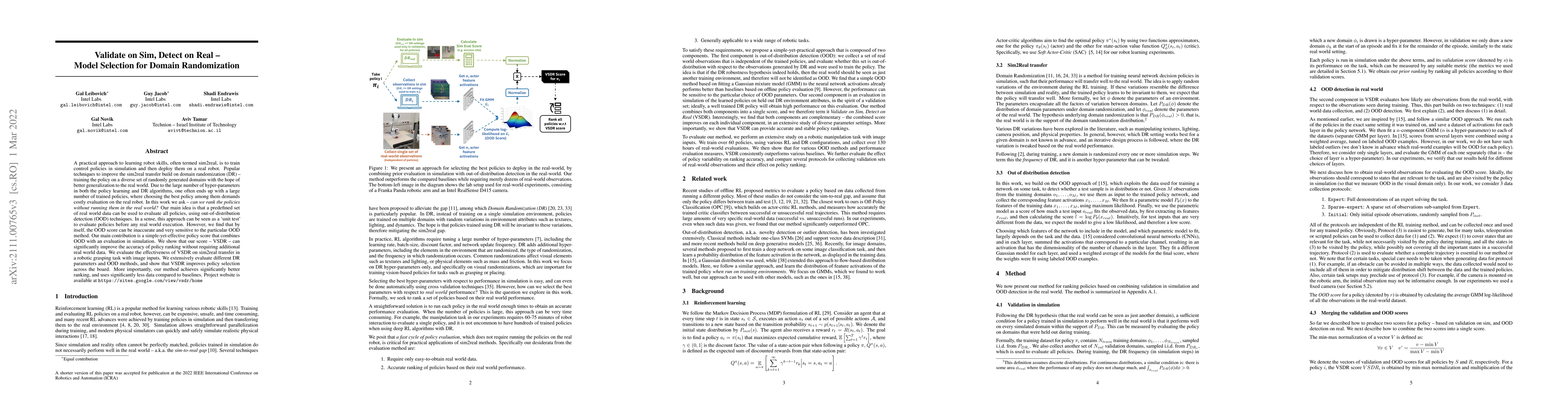Thumbnail for Validate on Sim, Detect on Real -- Model Selection for Domain
  Randomization