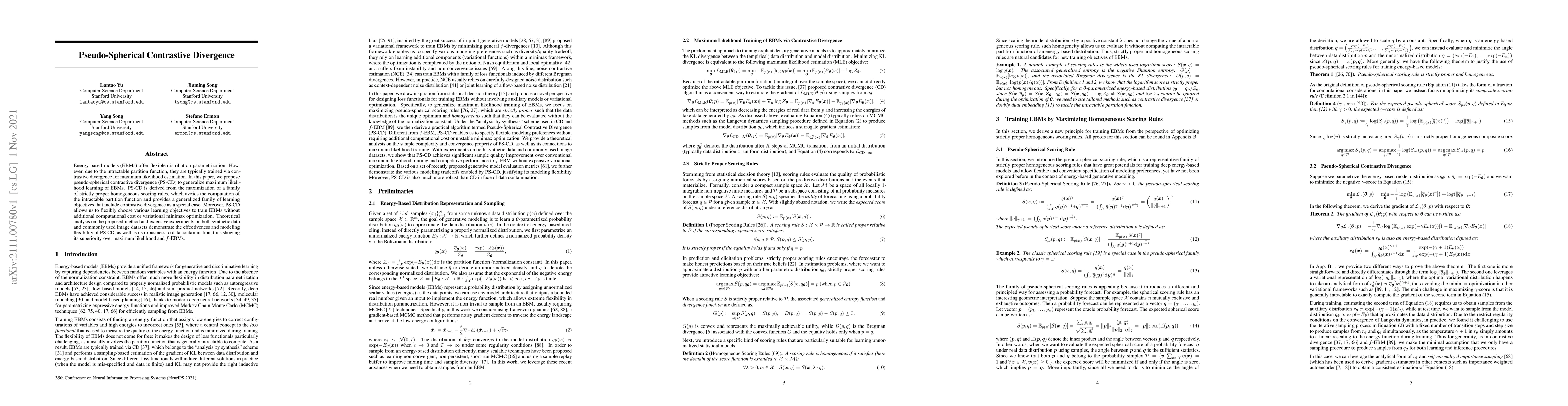 Thumbnail for Pseudo-Spherical Contrastive Divergence