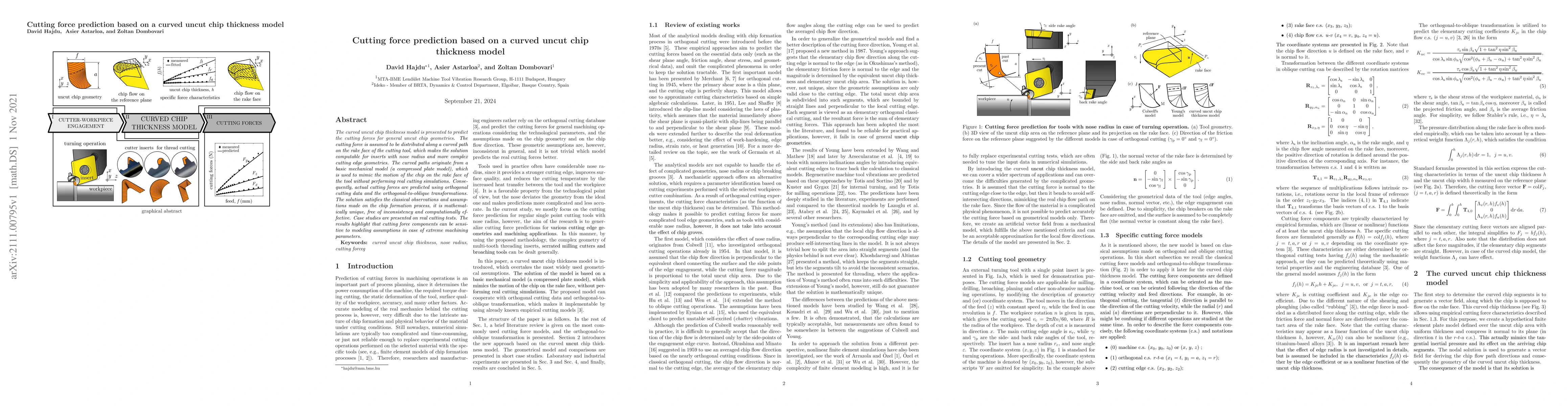 Thumbnail for Cutting force prediction based on a curved uncut chip thickness model