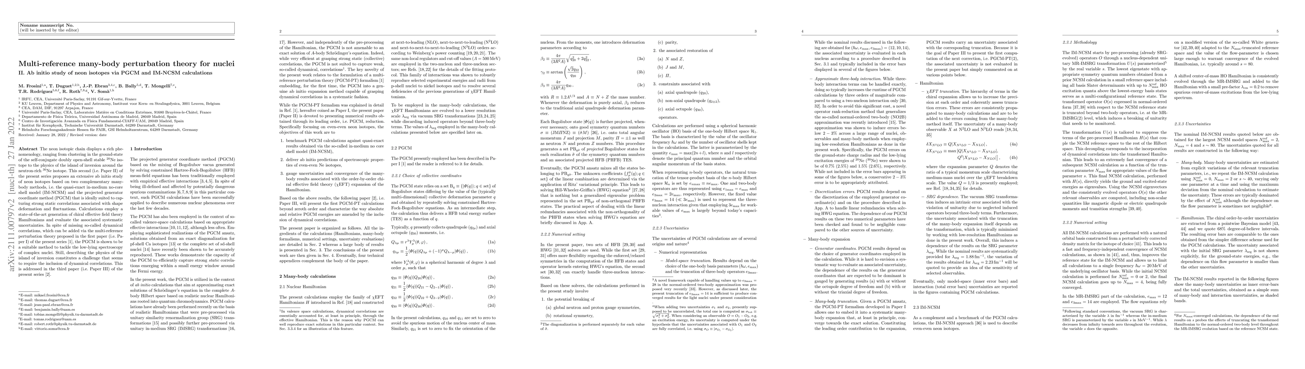 Thumbnail for Multi-reference many-body perturbation theory for nuclei II -- Ab initio
  study of neon isotopes via PGCM and IM-NCSM calculations