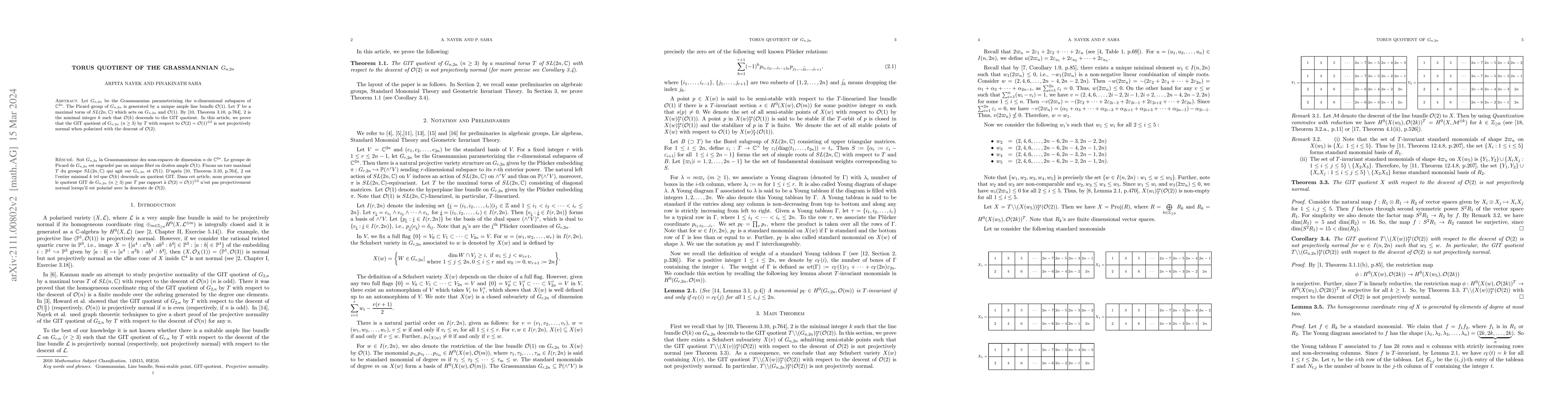 Thumbnail for Torus quotient of the Grassmannian $G_{n,2n}$