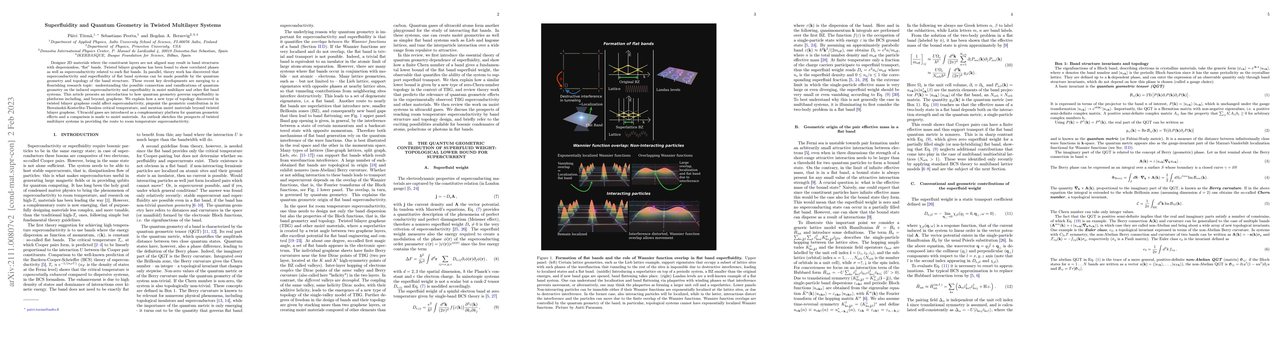 Thumbnail for Superfluidity and Quantum Geometry in Twisted Multilayer Systems