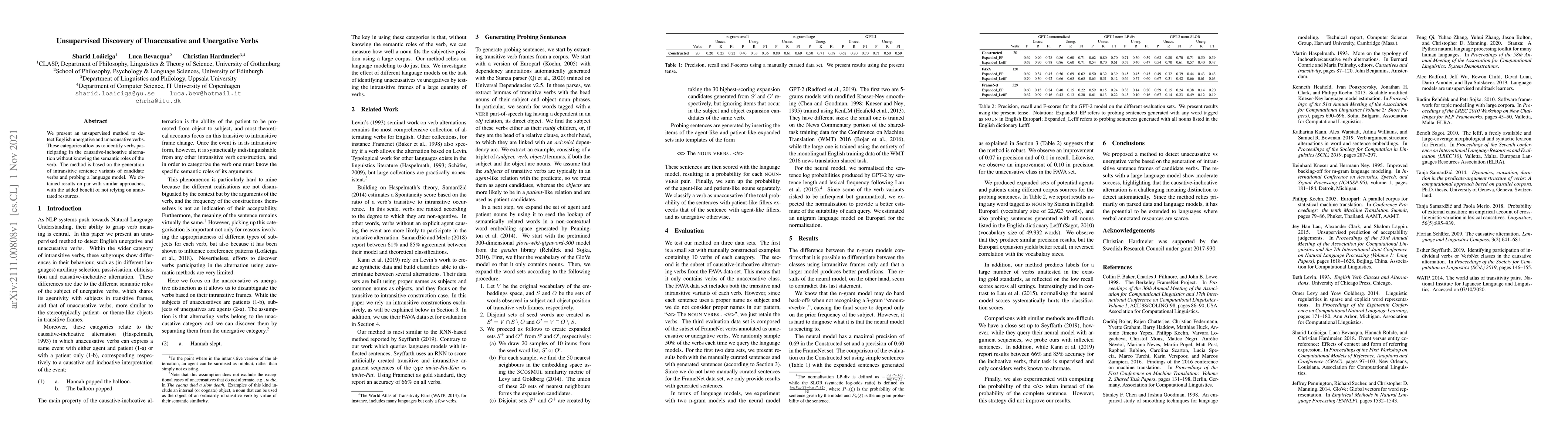 Thumbnail for Unsupervised Discovery of Unaccusative and Unergative Verbs