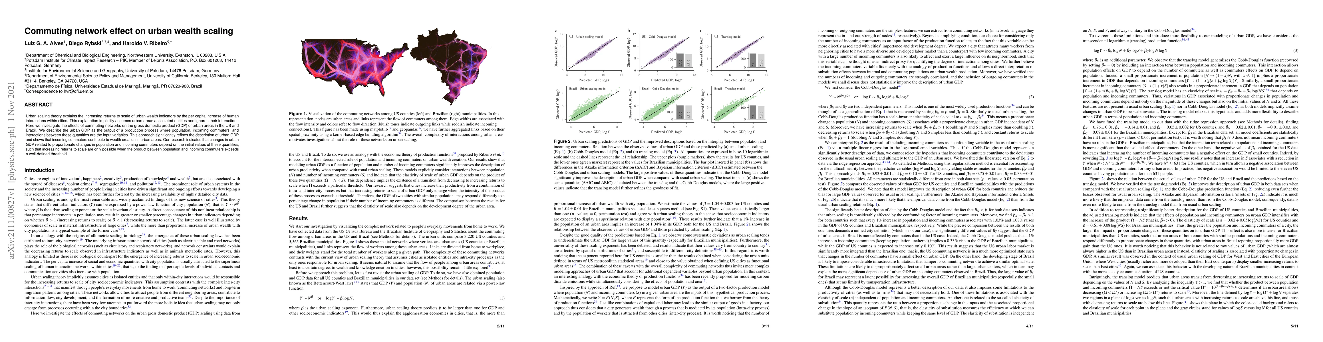 Thumbnail for Commuting network effect on urban wealth scaling
