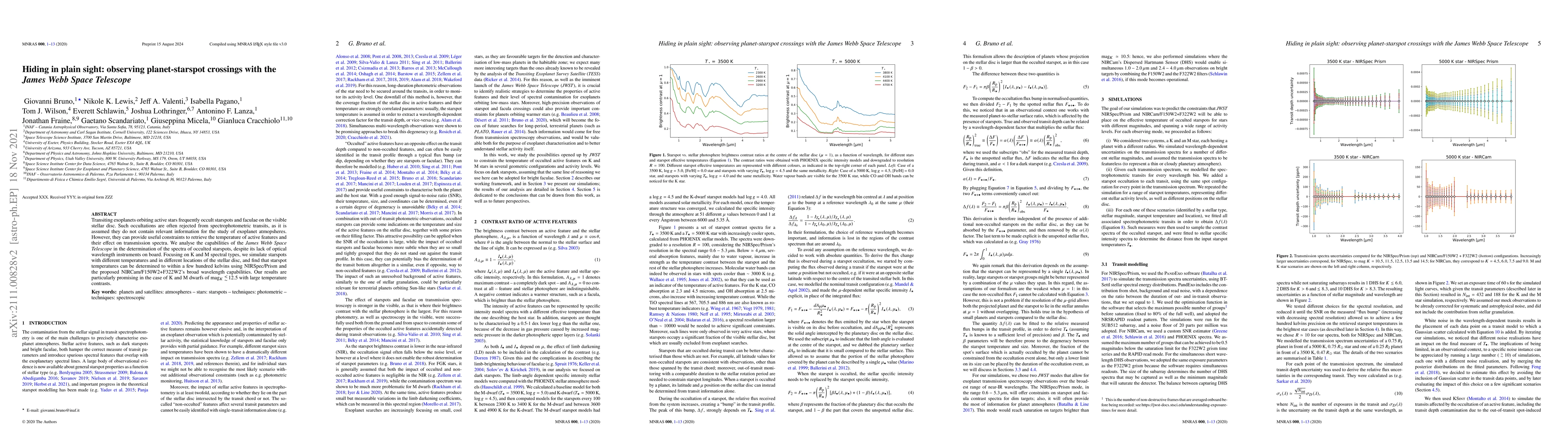 Thumbnail for Hiding in plain sight: observing planet-starspot crossings with the
  James Webb Space Telescope