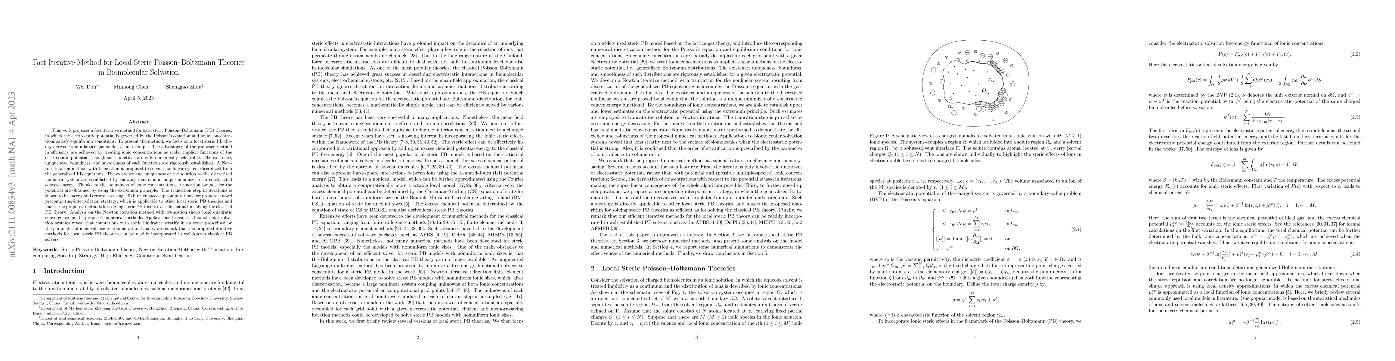 Thumbnail for Fast Newton Iterative Method for Local Steric Poisson--Boltzmann
  Theories in Biomolecular Solvation