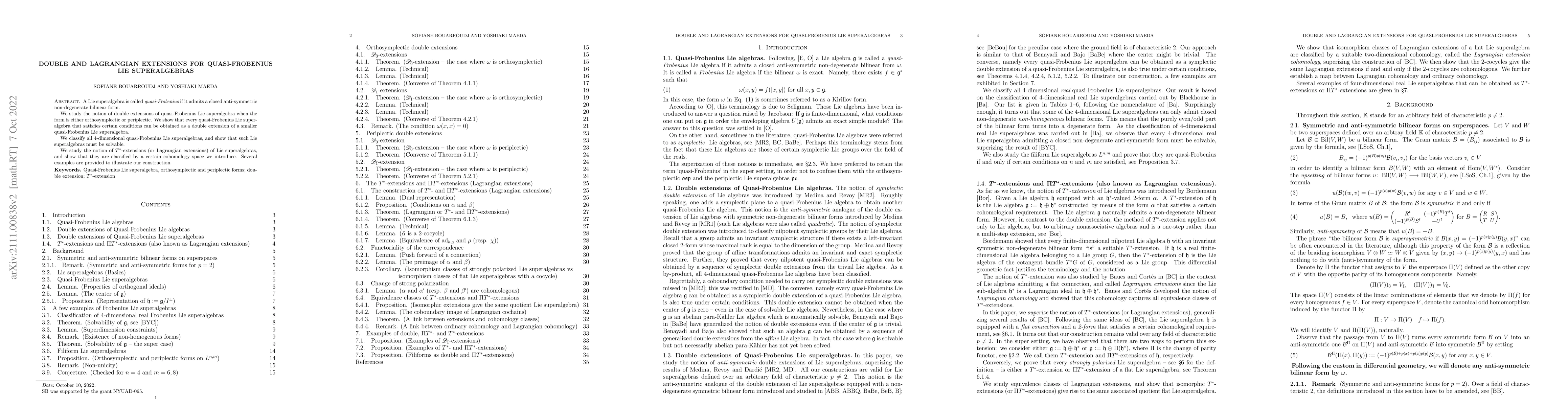 Thumbnail for Double and Lagrangian extensions for quasi-Frobenius Lie superalgebras