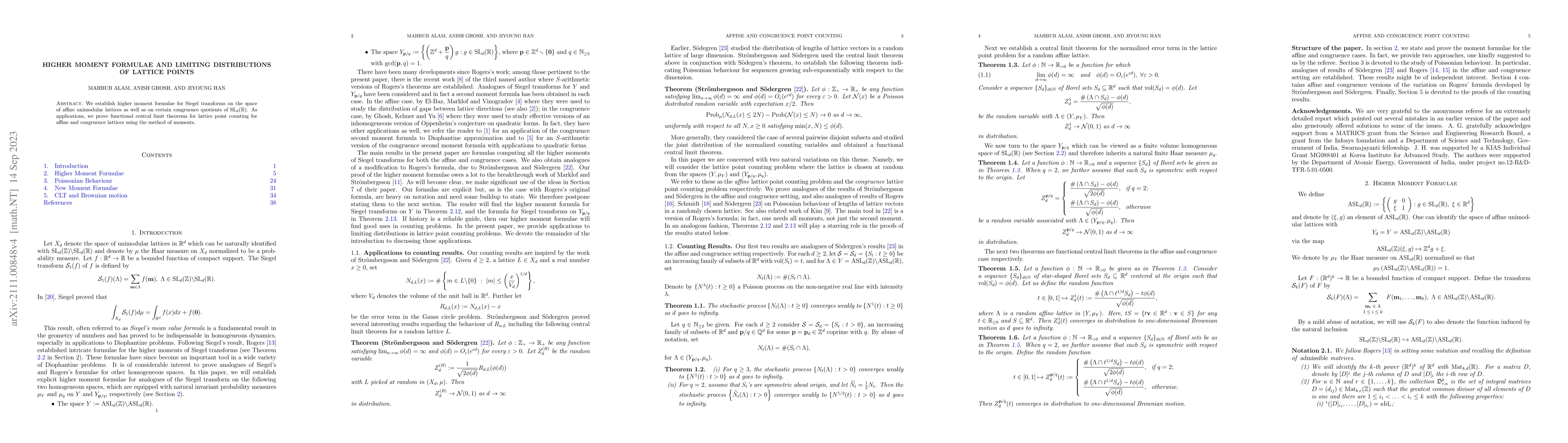 Thumbnail for Higher moment formulae and limiting distributions of lattice points