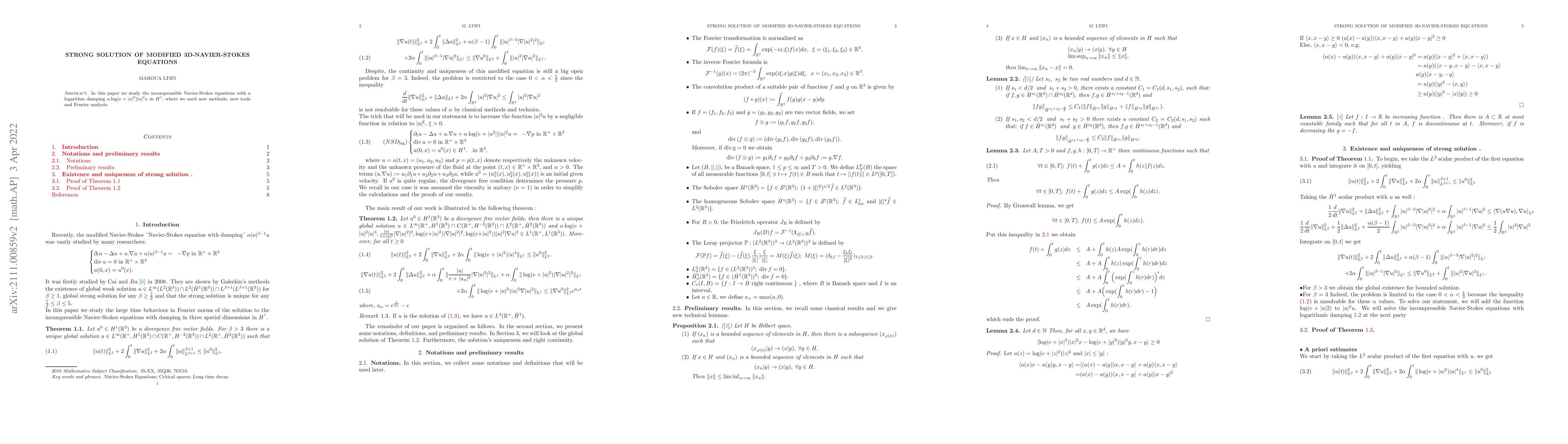 Thumbnail for Strong solution of modified 3D-Navier-stockes equations