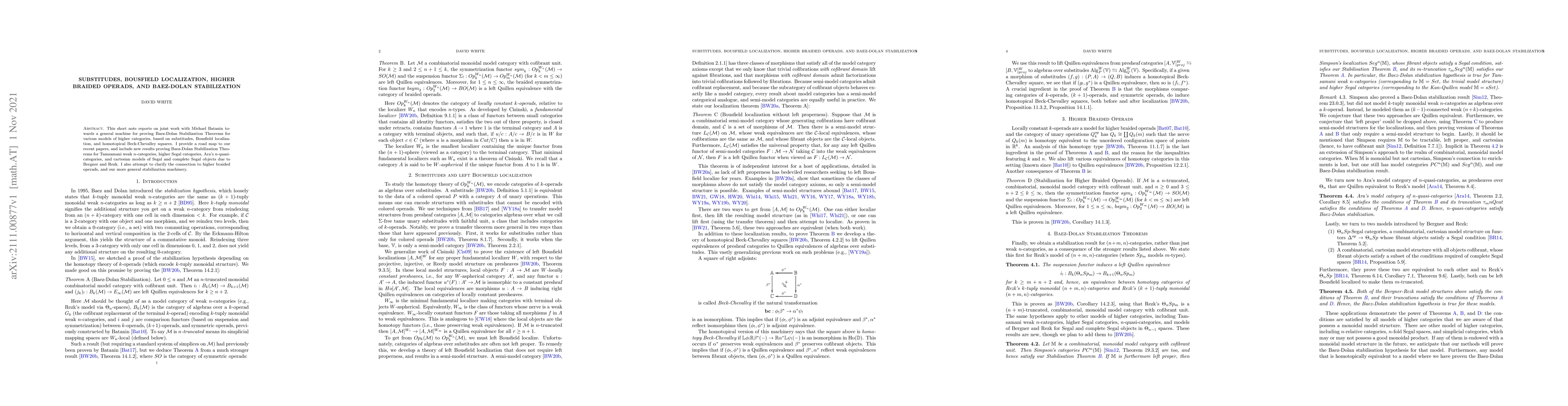 Thumbnail for Substitudes, Bousfield localization, higher braided operads, and
  Baez-Dolan stabilization