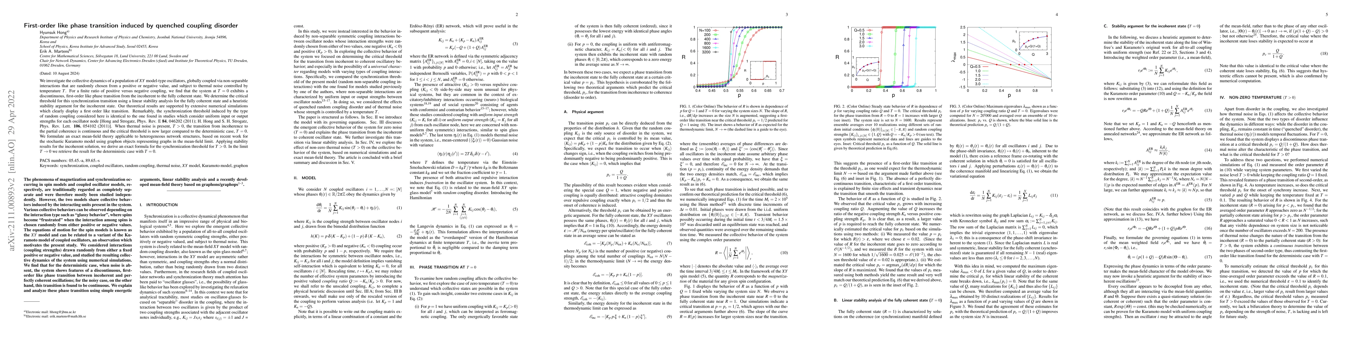 Thumbnail for First-order like phase transition induced by quenched coupling disorder