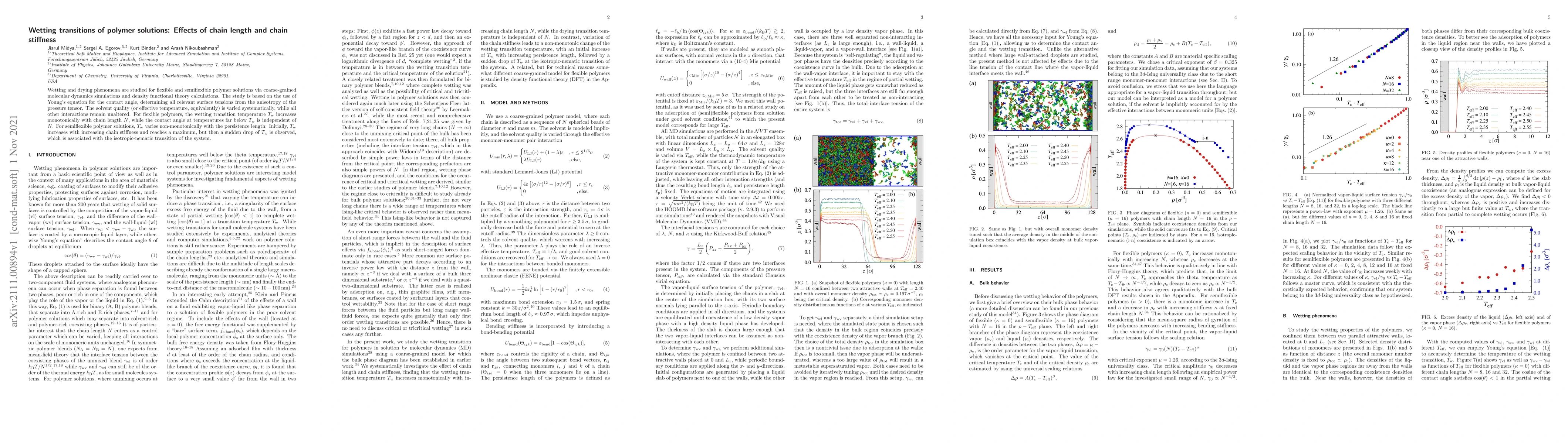 Thumbnail for Wetting transitions of polymer solutions: Effects of chain length and
  chain stiffness